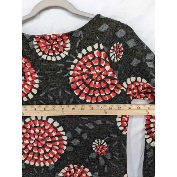 Aryeh by Anthropologie Floral Starburst Dress Small Red‎ Gray Retro Mod 60s Mini - Picture 7 of 13